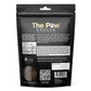 Black matte pouch of The Paw Grocer Kangaroo Freeze-Dried Treats, showing product details and a small window of treats.