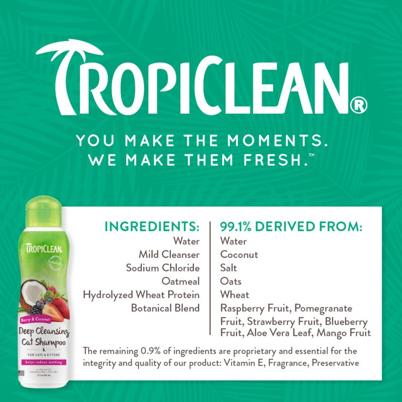 TropiClean Berry & Coconut Deep Cleansing Cat Shampoo 12oz