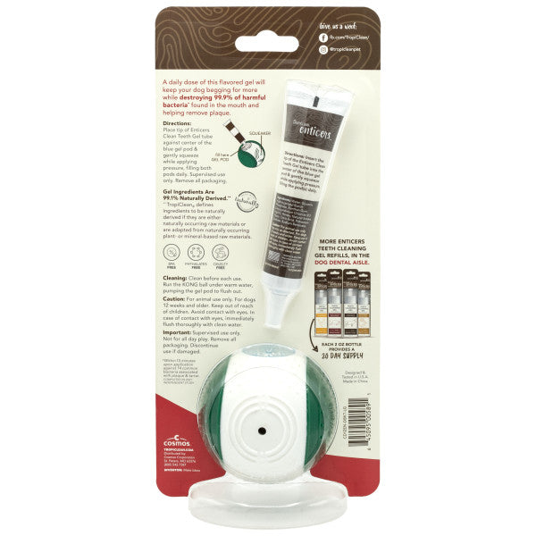 TropiClean Enticers Teeth Cleaning Gel & Kong Dental Ball Dog Toy (Large)