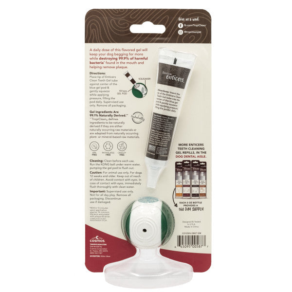 TropiClean Enticers Teeth Cleaning Gel & Kong Dental Ball Dog Toy (Small)