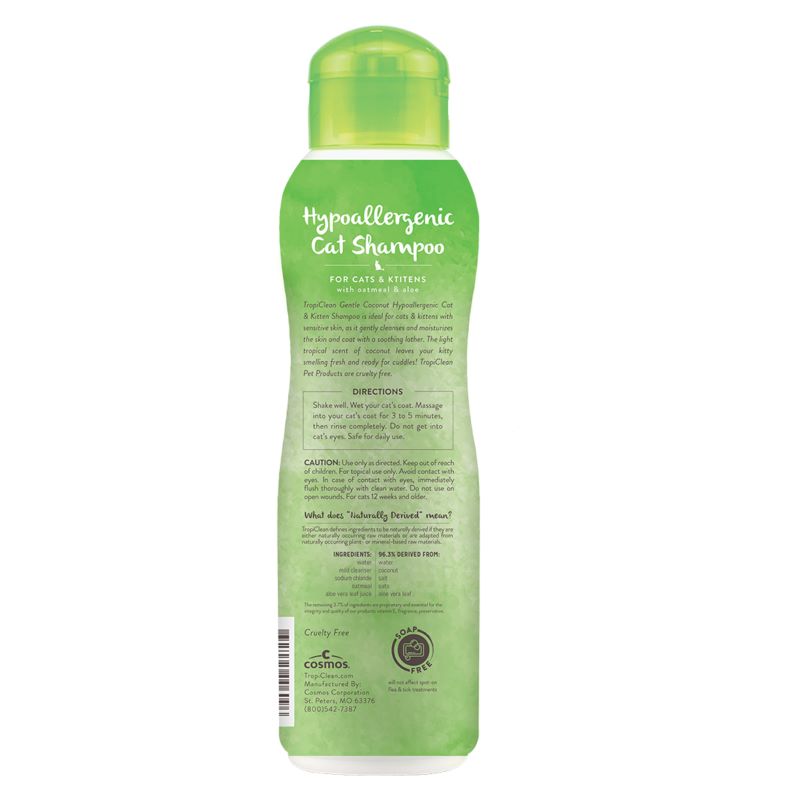 TropiClean Gentle Coconut Hypoallergenic Cat Shampoo 12oz