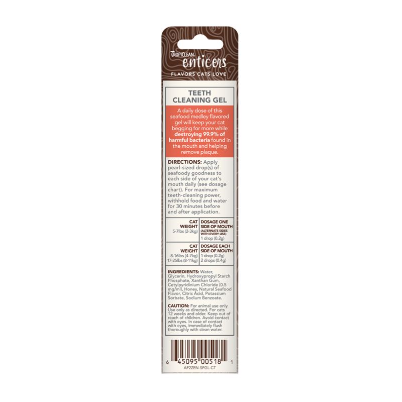 Tropiclean Enticers Seafood Medley Flavor Teeth Cleaning Gel For Cats