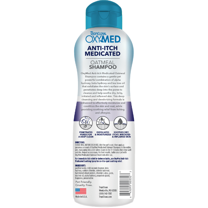 Tropiclean OxyMed Anti-Itch Medicated Oatmeal Shampoo for Cats & Dogs 592ml