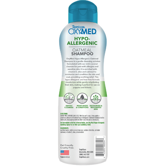 Tropiclean OxyMed Hypoallergenic Oatmeal Dog & Cat Shampoo 592ml
