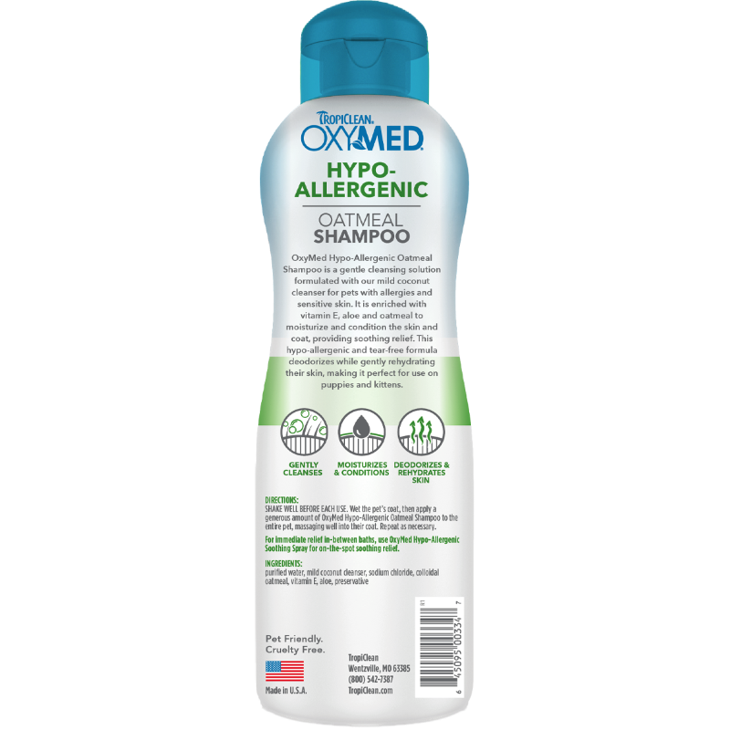 Tropiclean OxyMed Hypoallergenic Oatmeal Dog & Cat Shampoo 592ml