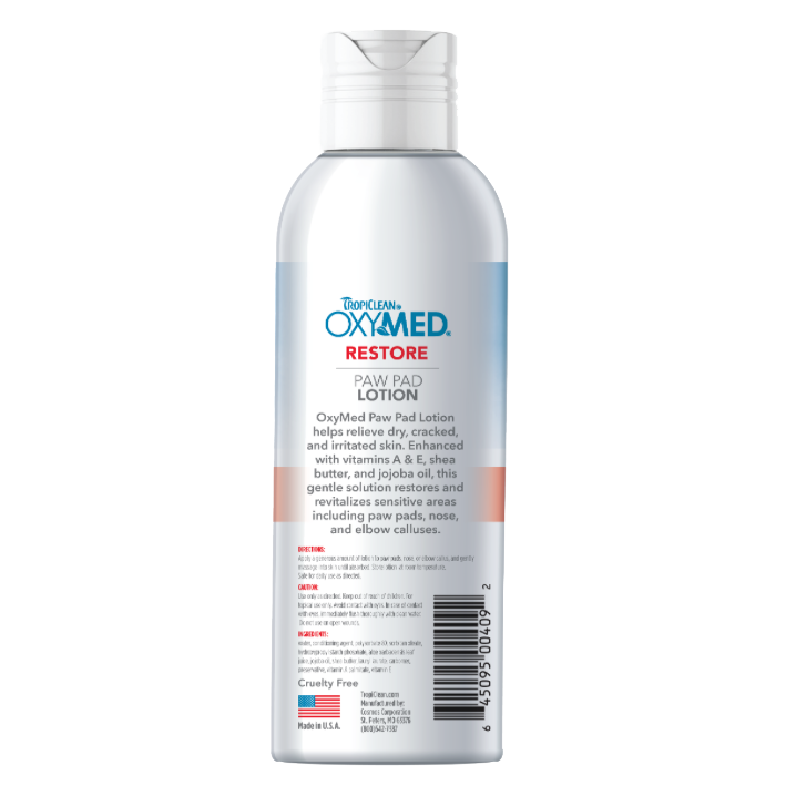 Tropiclean OxyMed Restore Paw Pad Lotion For Cats & Dogs 4oz