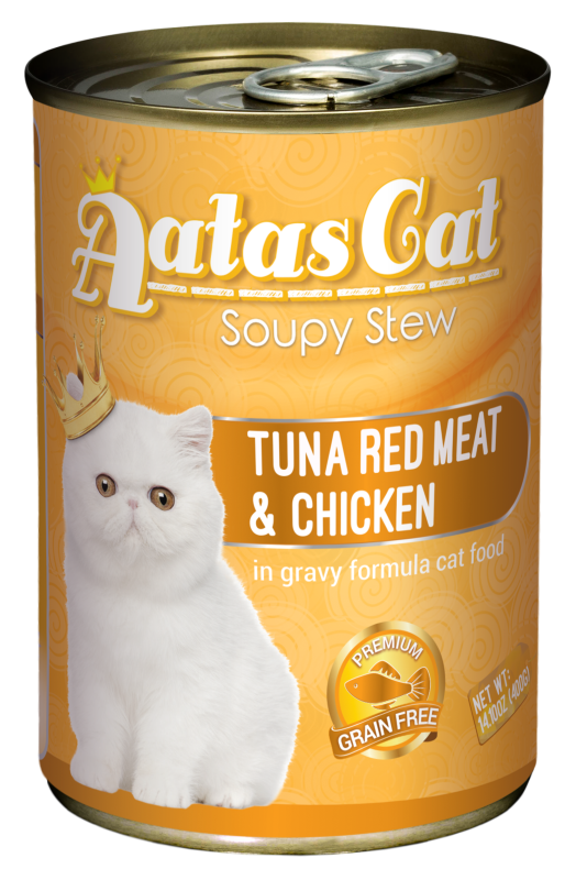 Aatas Cat Soupy Stew Tuna Red Meat w Chicken in Gravy 400g
