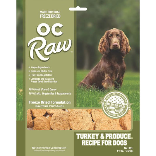 OC Raw Turkey & Produce Grain-Free Freeze-Dried Raw Dog Food - 14oz