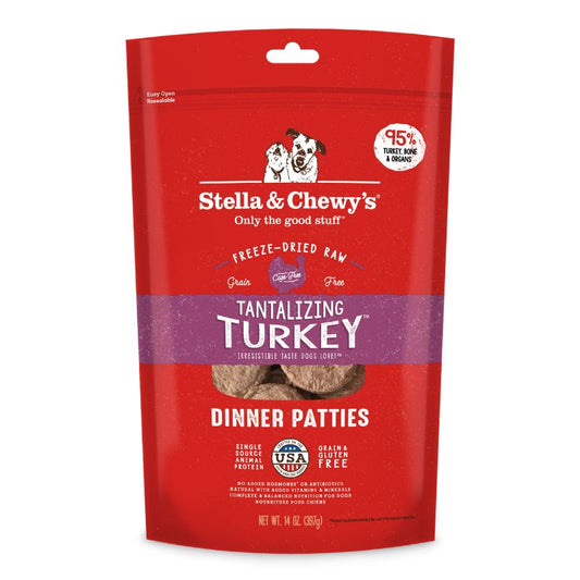 Stella & Chewy's Tantalizing Turkey Dinner Patties Grain-Free Freeze-Dried Raw Dog Food - 14oz