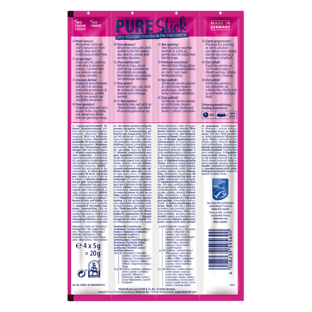 Vitakraft Pure Stick 100% Coalfish 4pcs