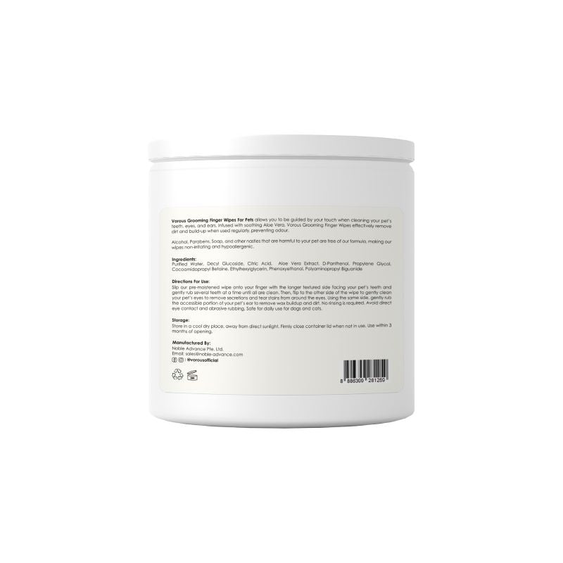 Vorous Grooming Finger Wipes For Cats & Dogs 50pcs