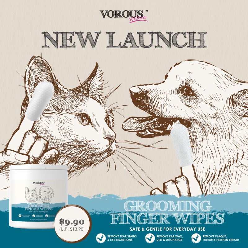 Vorous Grooming Finger Wipes For Cats & Dogs 50pcs