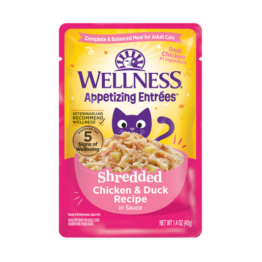 Wellness Appetizing Entrees Shredded Chicken & Duck Recipe Wet Cat Food 1.4oz