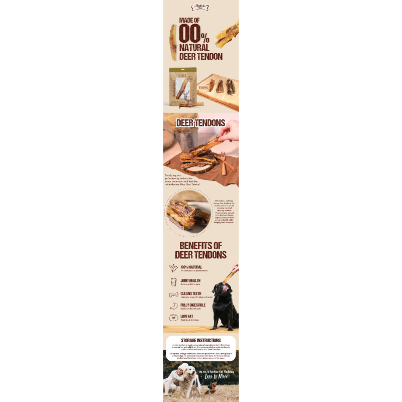 Absolute Bites Single Ingredient Dog Chew - Deer Tendon [3 Sizes]