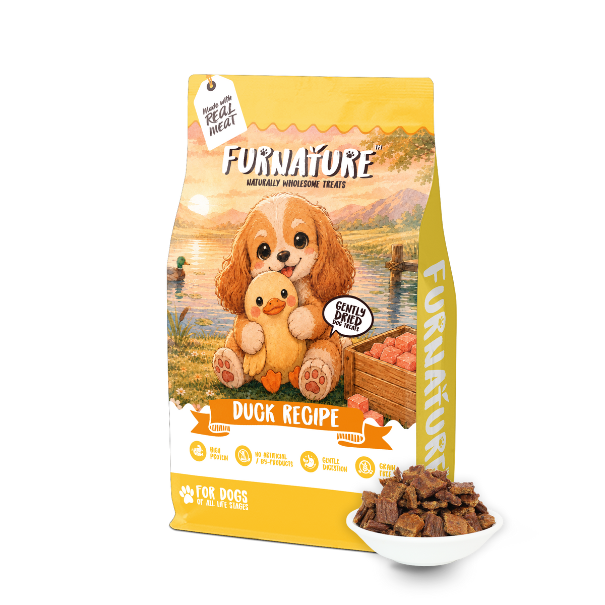 Fur Nature Natural Wholesome Gently Dried Dog Treats - Duck Recipe (200g)