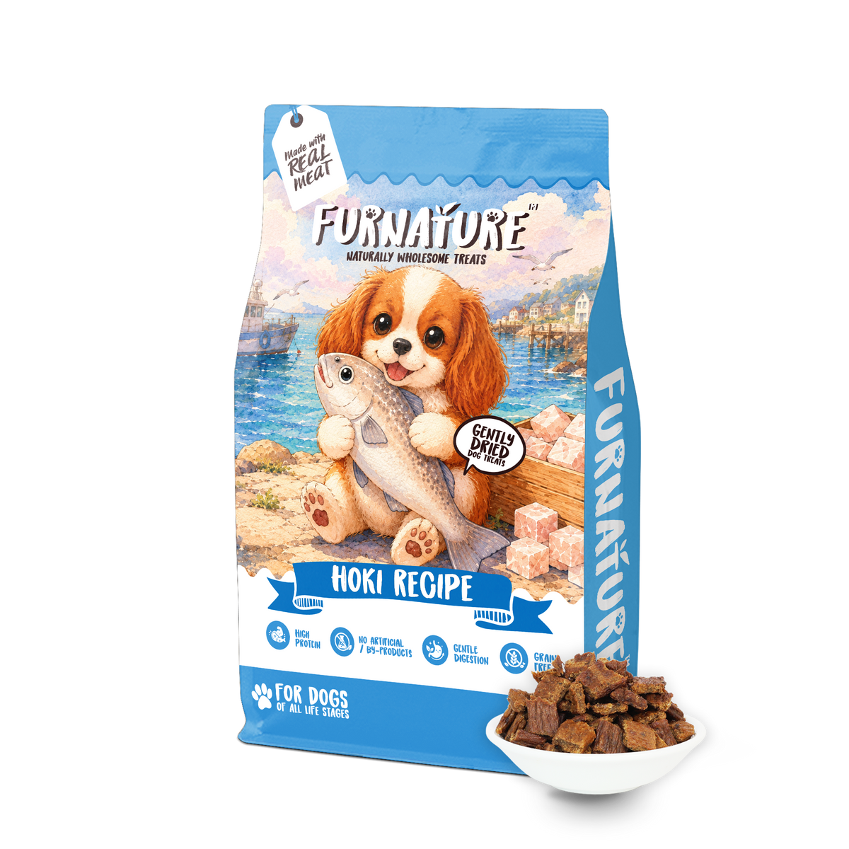 Fur Nature Natural Wholesome Gently Dried Dog Treats - Hoki Recipe (200g)