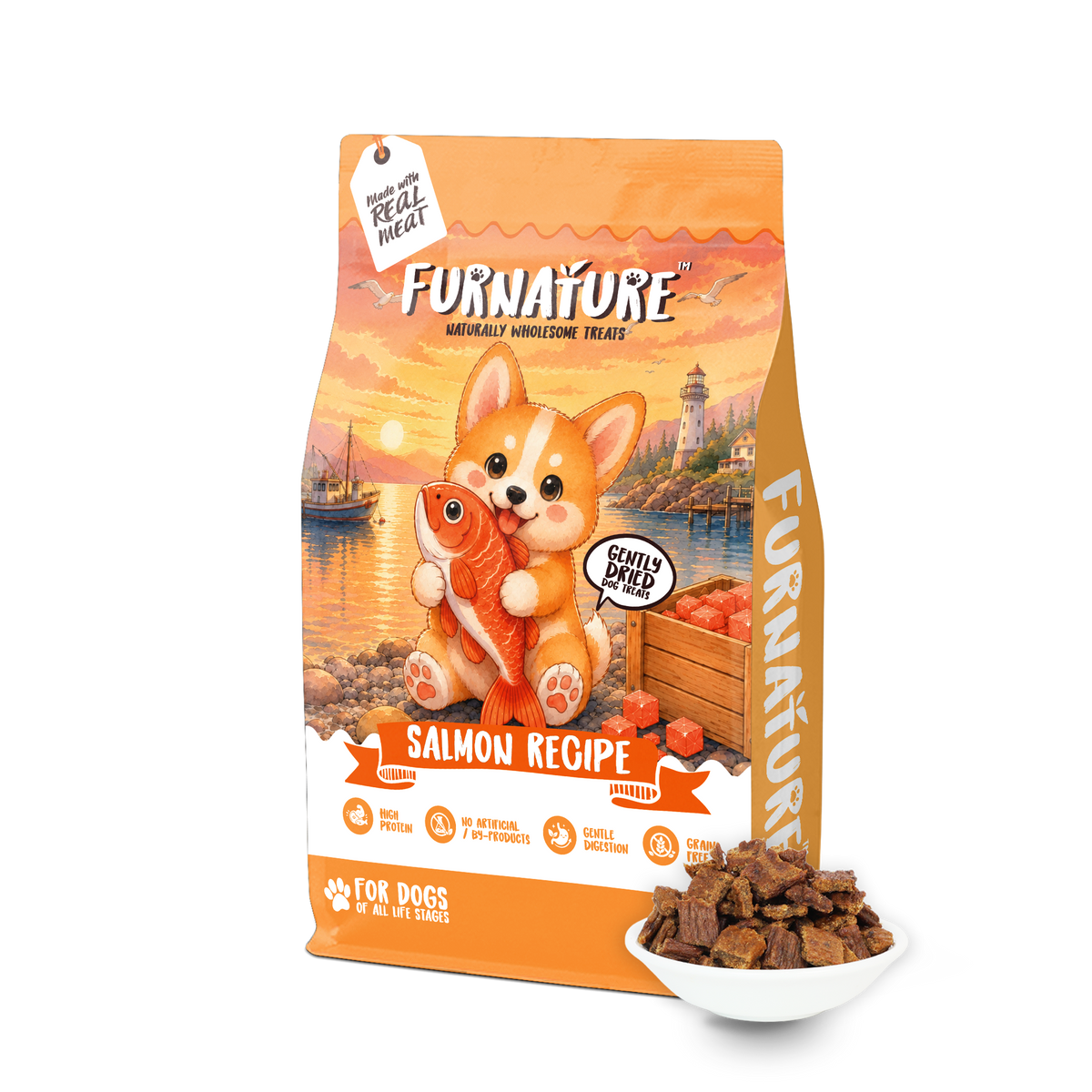 Fur Nature Natural Wholesome Gently Dried Dog Treats - Salmon Recipe (200g)