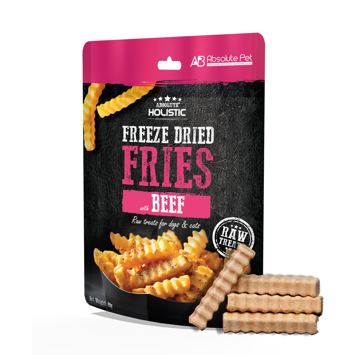 Absolute Holistic Freeze Dried Raw Treats For Cats & Dogs - Beef Fries (60g)