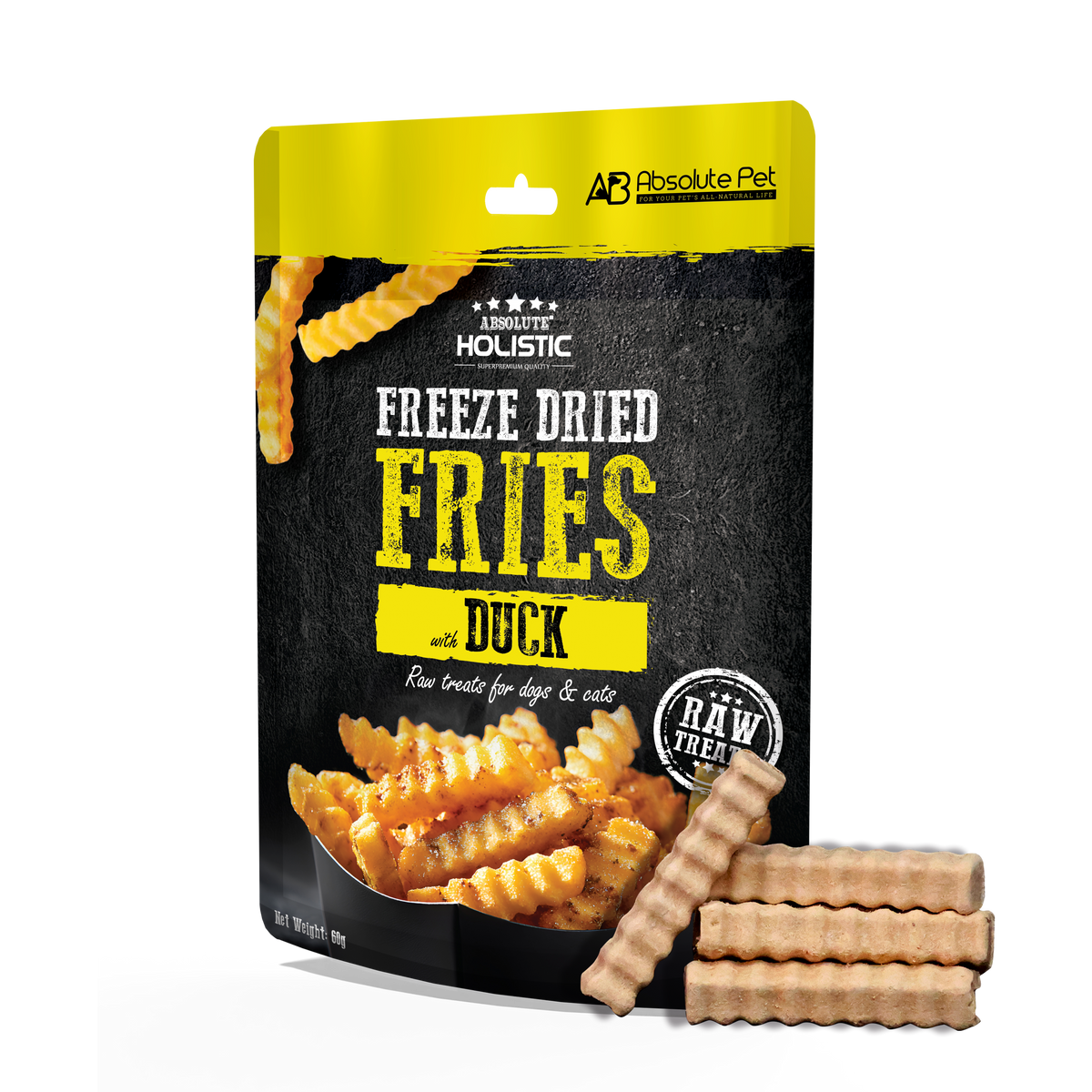 Absolute Holistic Freeze Dried Raw Treats For Cats & Dogs - Duck Fries (60g)