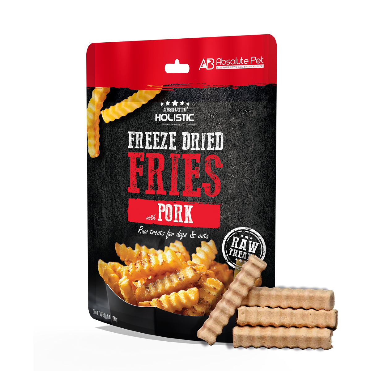 Absolute Holistic Freeze Dried Raw Treats For Cats & Dogs - Pork Fries (60g)