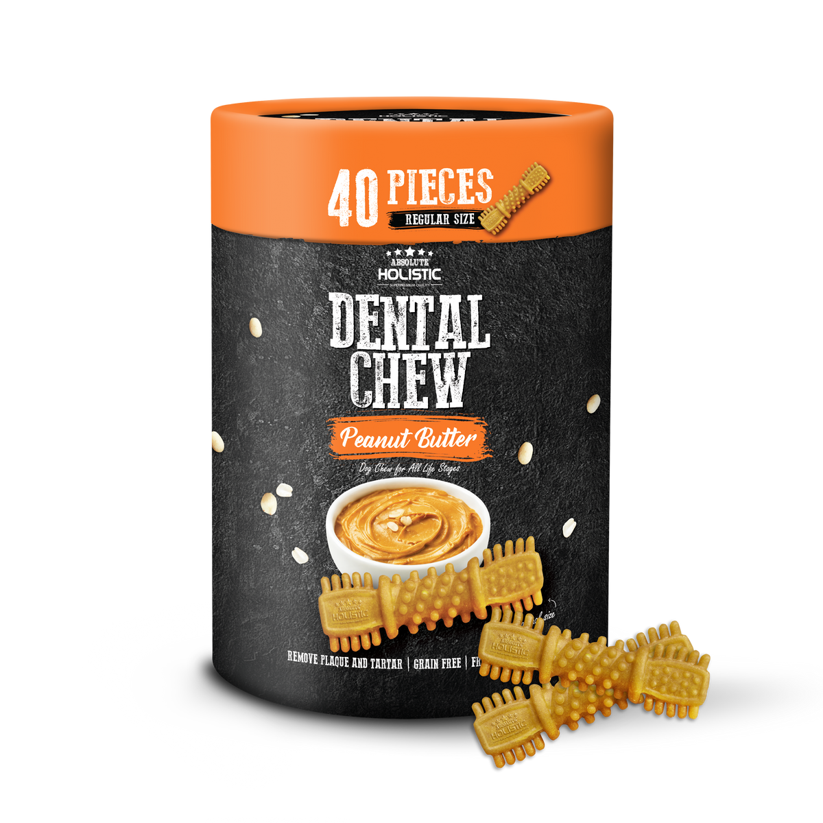 Absolute Holistic Dental Chew Value Tub For Dogs - Peanut Butter