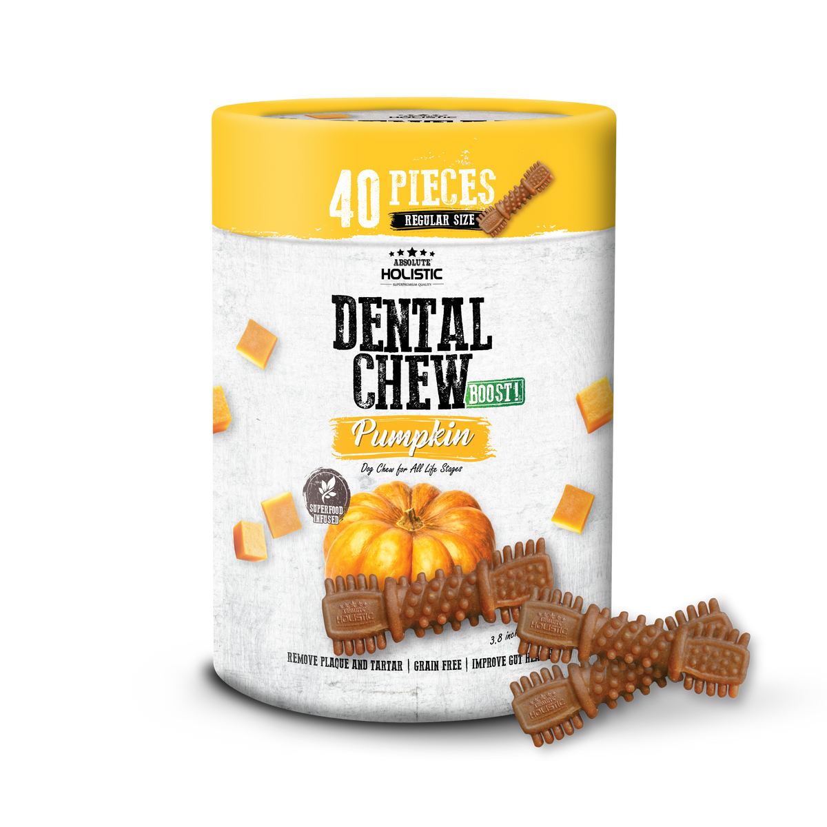 Absolute Holistic Boost! Dental Chew Value Tub For Dogs - Pumpkin