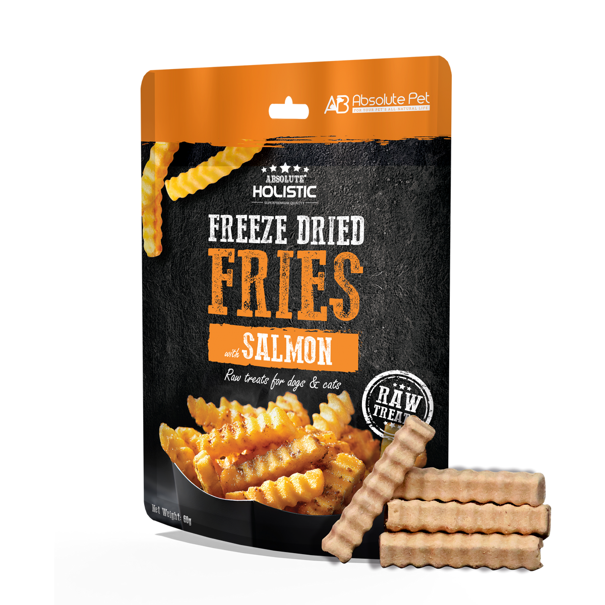 Absolute Holistic Freeze Dried Raw Treats For Cats & Dogs - Salmon Fries (60g)