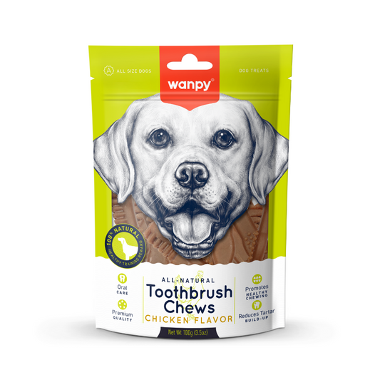 Wanpy All-Natural Toothbrush Chews Chicken For Dogs - 100g