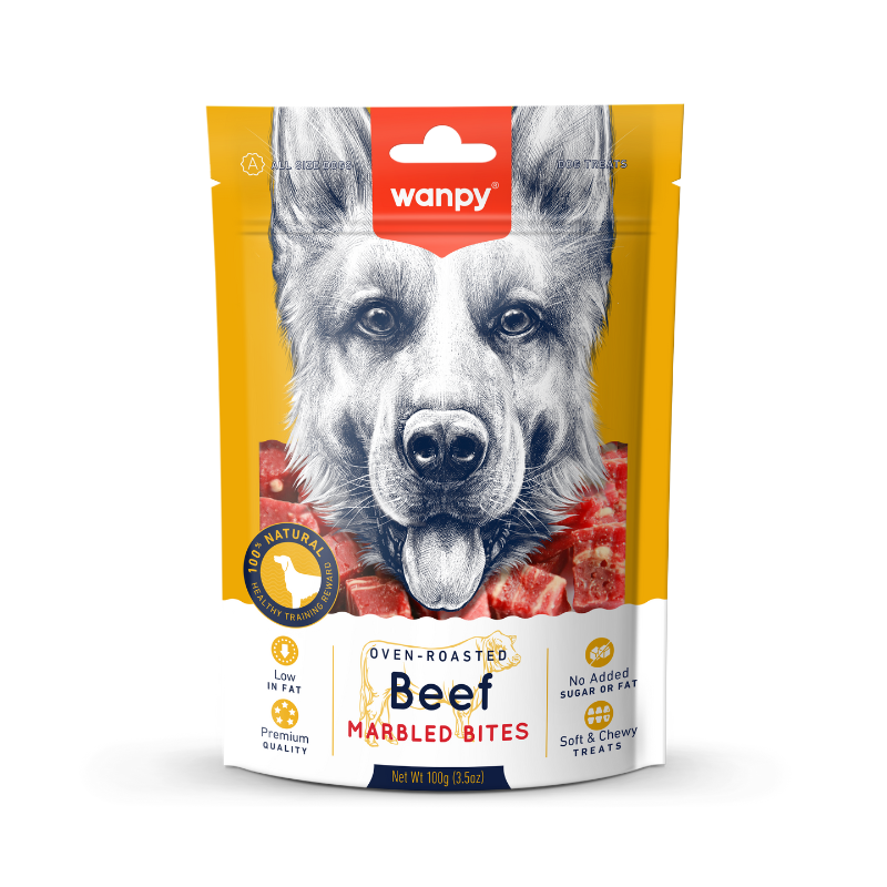 Wanpy Oven-Roasted Beef Marbled Bites For Dogs - 100g