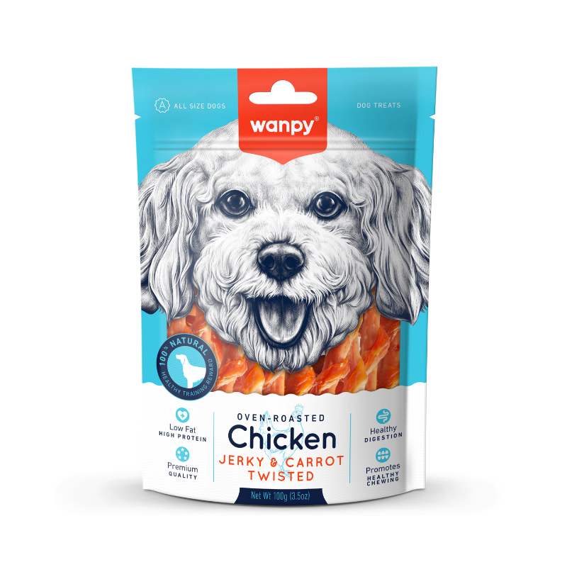 Wanpy Oven-Roasted Chicken & Carrot Stick Twisted For Dogs - 100g