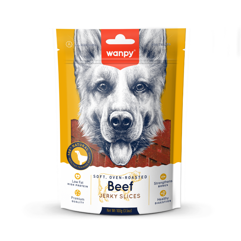 Wanpy Soft Oven-Roasted Beef Jerky Slices For Dogs - 100g