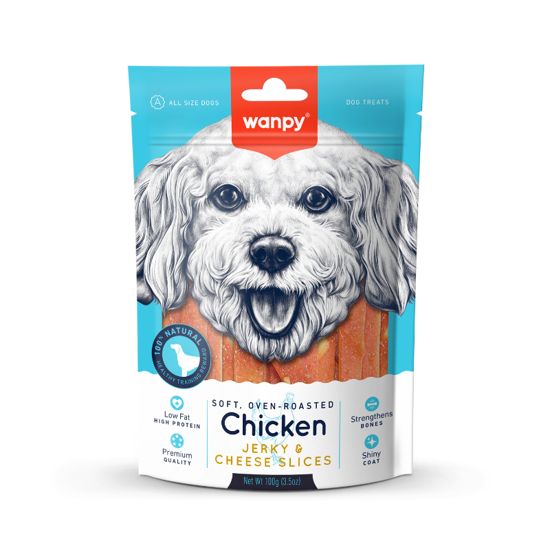 Wanpy Soft Oven-Roasted Chicken Jerky & Cheese Slices For Cats - 100g