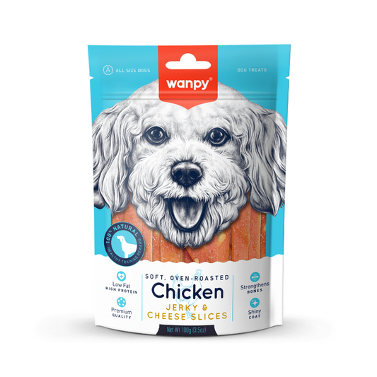 Wanpy Soft Oven-Roasted Chicken Jerky & Cheese Slices For Cats - 100g