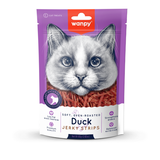 Wanpy Soft Oven-Roasted Duck Jerky Strips For Cats - 80g