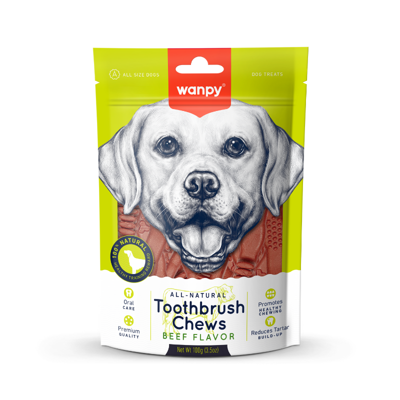 Wanpy All-Natural Toothbrush Chews Beef For Dogs - 100g