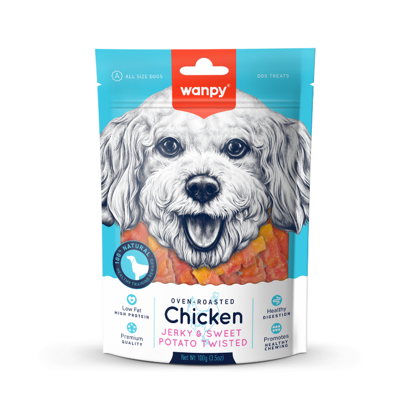 Wanpy Oven-Roasted Chicken & Sweet Potato Twisted For Dogs - 100g