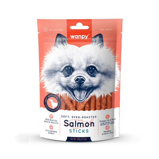 Wanpy Soft Oven-Roasted Salmon Sticks For Dogs - 100g