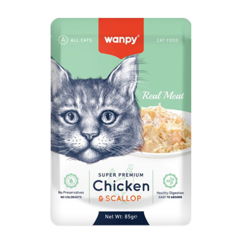 Wanpy Super Premium Chicken & Scallop For Cats - 85g