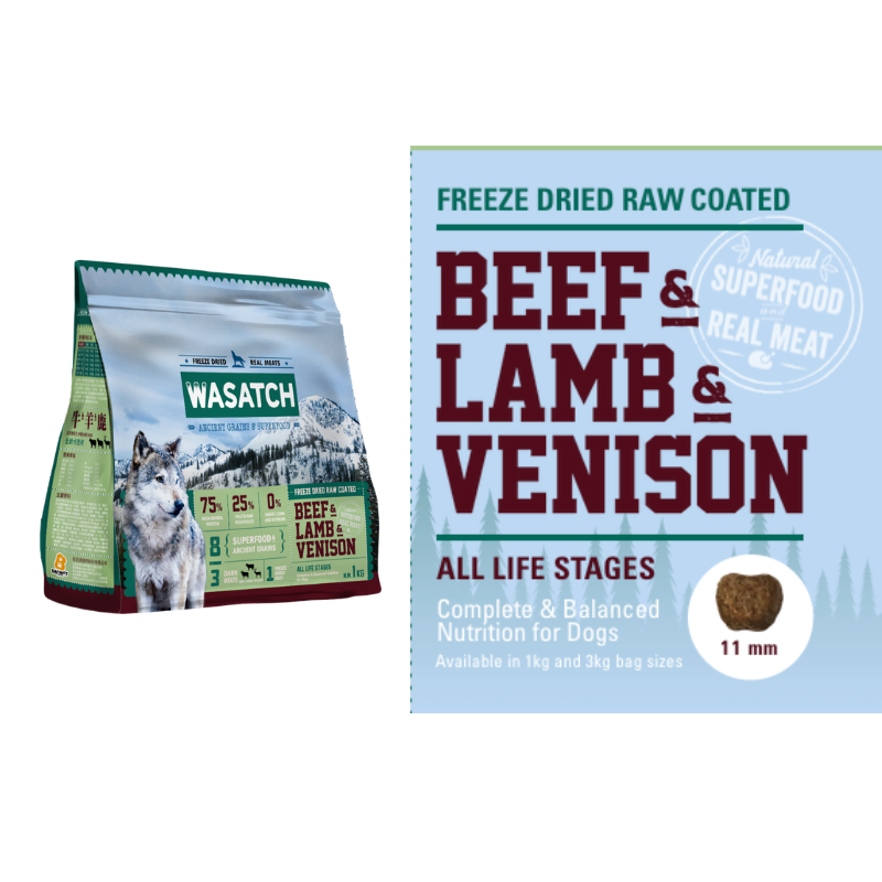 Wasatch Ancient Grain Dog - 3 Dark Meats (Beef, Lamb and Venison)