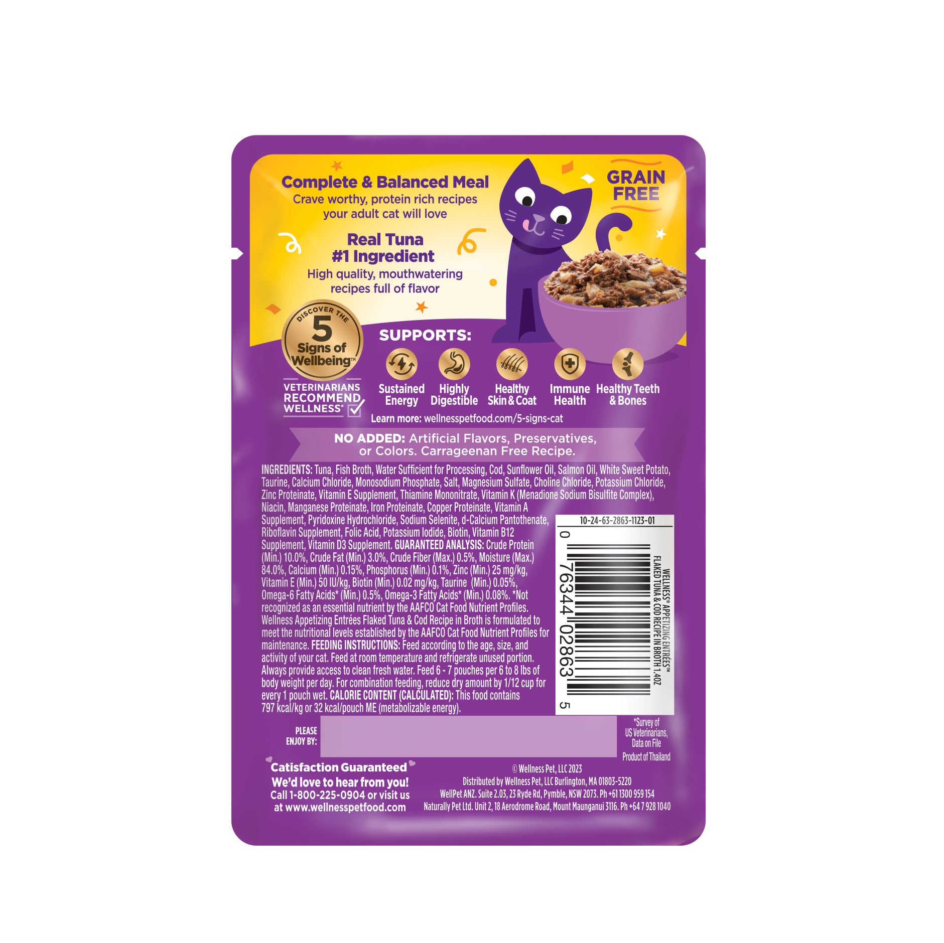 Wellness Appetizing Entrees Flaked Tuna & Cod Recipe Wet Cat Food 1.4oz