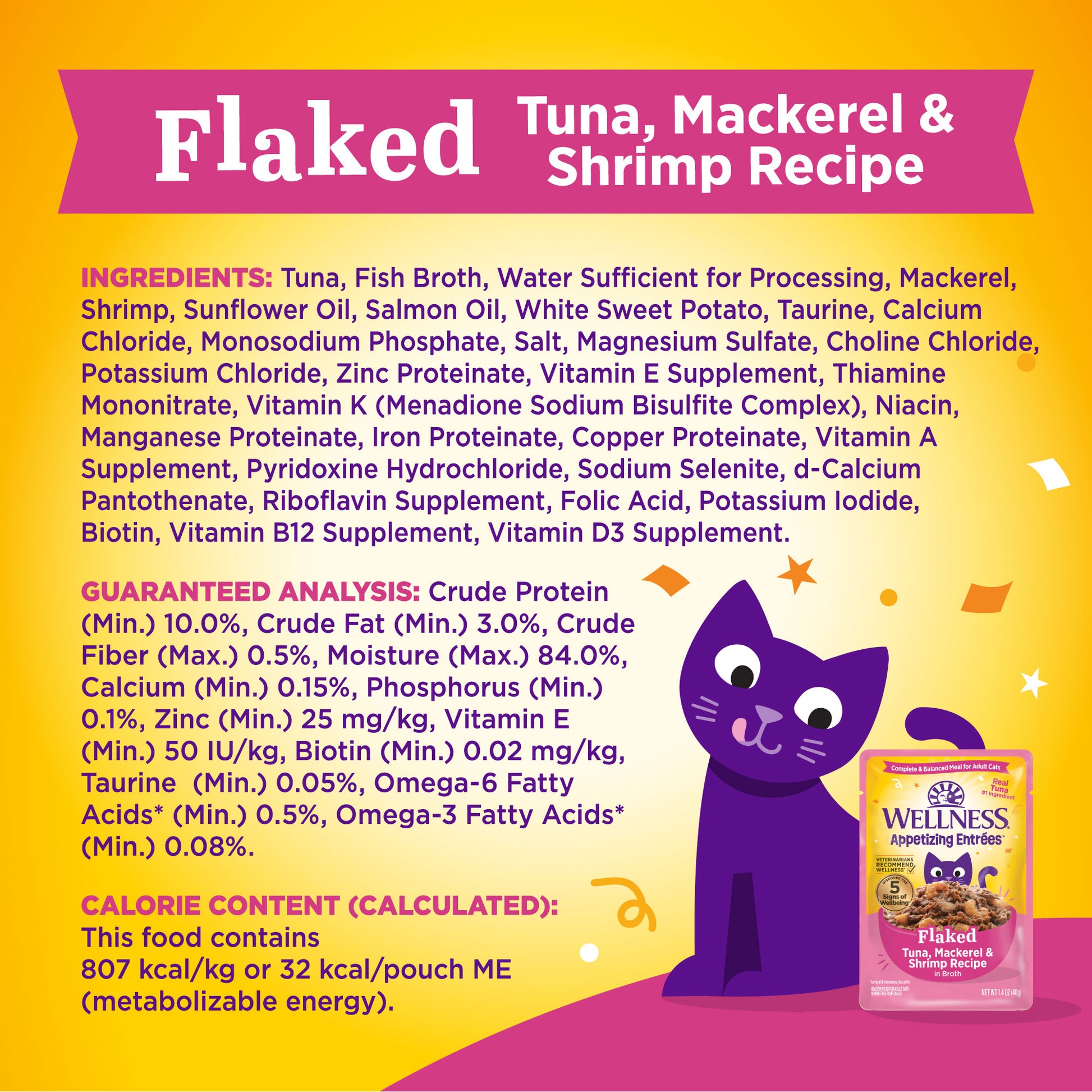 Wellness Appetizing Entrees Flaked Tuna, Mackerel & Shrimp Recipe Wet Cat Food 1.4oz