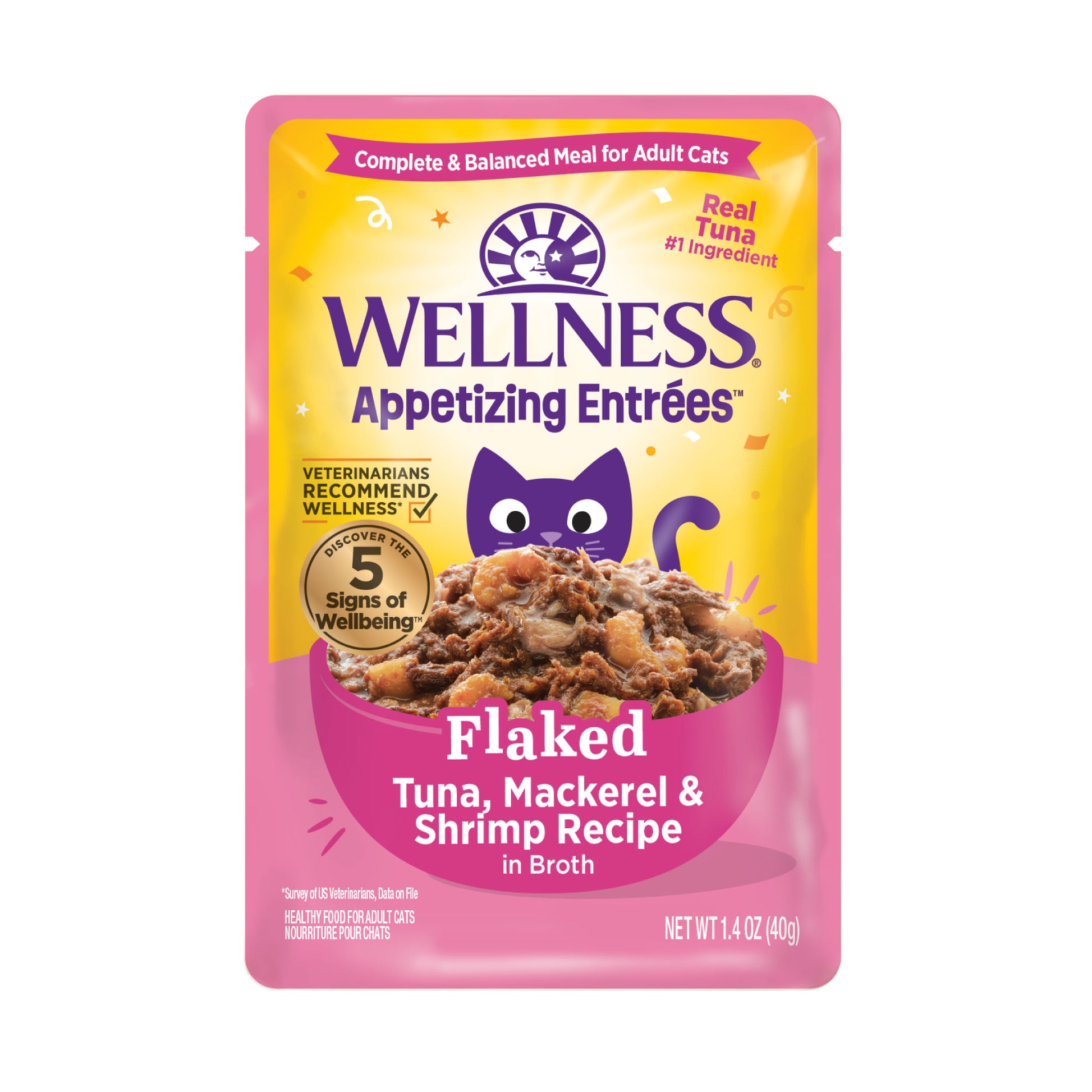 Wellness Appetizing Entrees Flaked Tuna, Mackerel & Shrimp Recipe Wet Cat Food 1.4oz