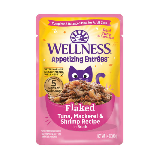 Wellness Appetizing Entrees Flaked Tuna, Mackerel & Shrimp Recipe Wet Cat Food 1.4oz