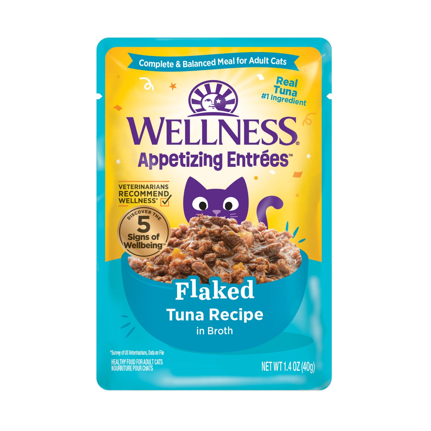 Wellness Appetizing Entrees Flaked Tuna Recipe Wet Cat Food 1.4oz
