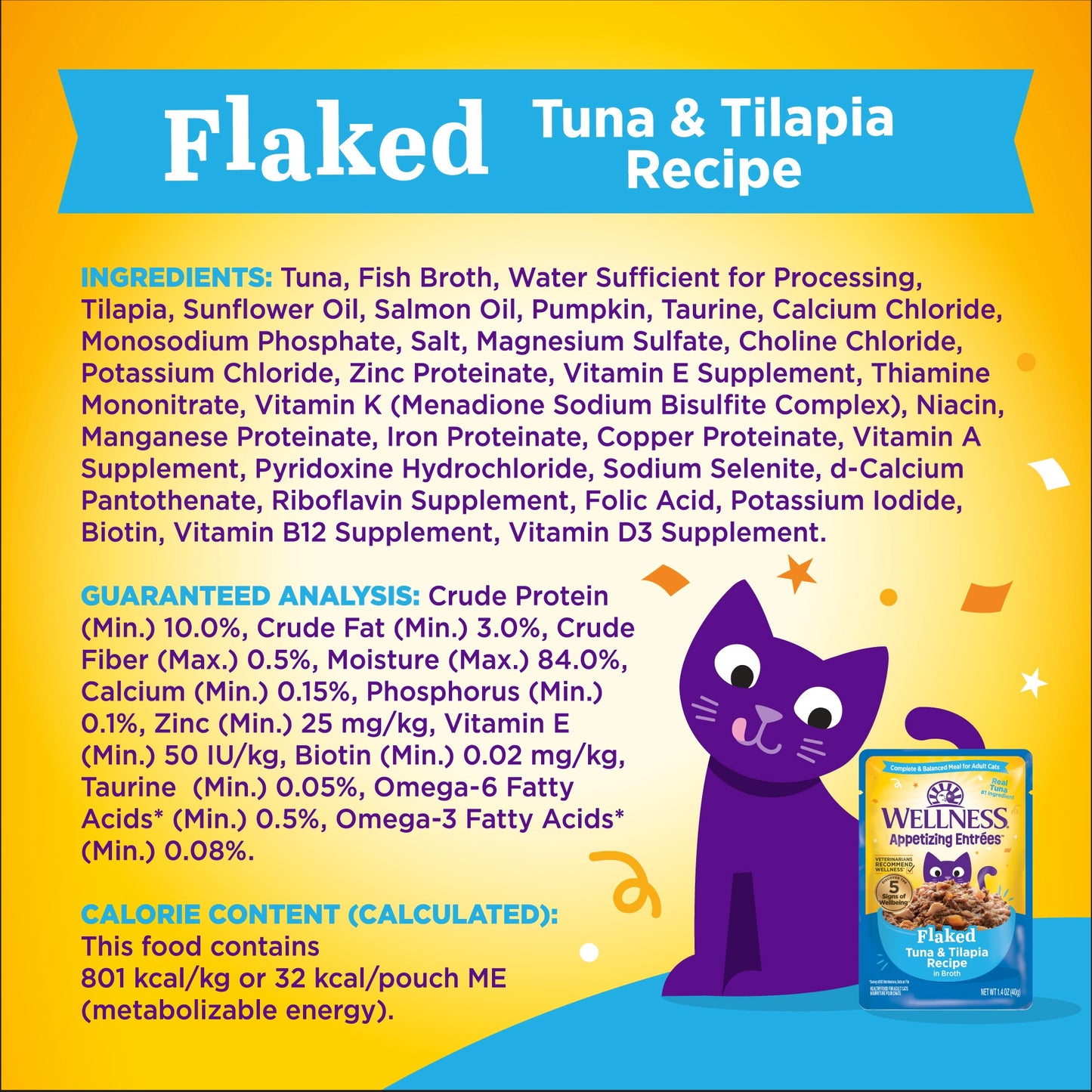 Wellness Appetizing Entrees Flaked Tuna & Tilapia Recipe Wet Cat Food 1.4oz