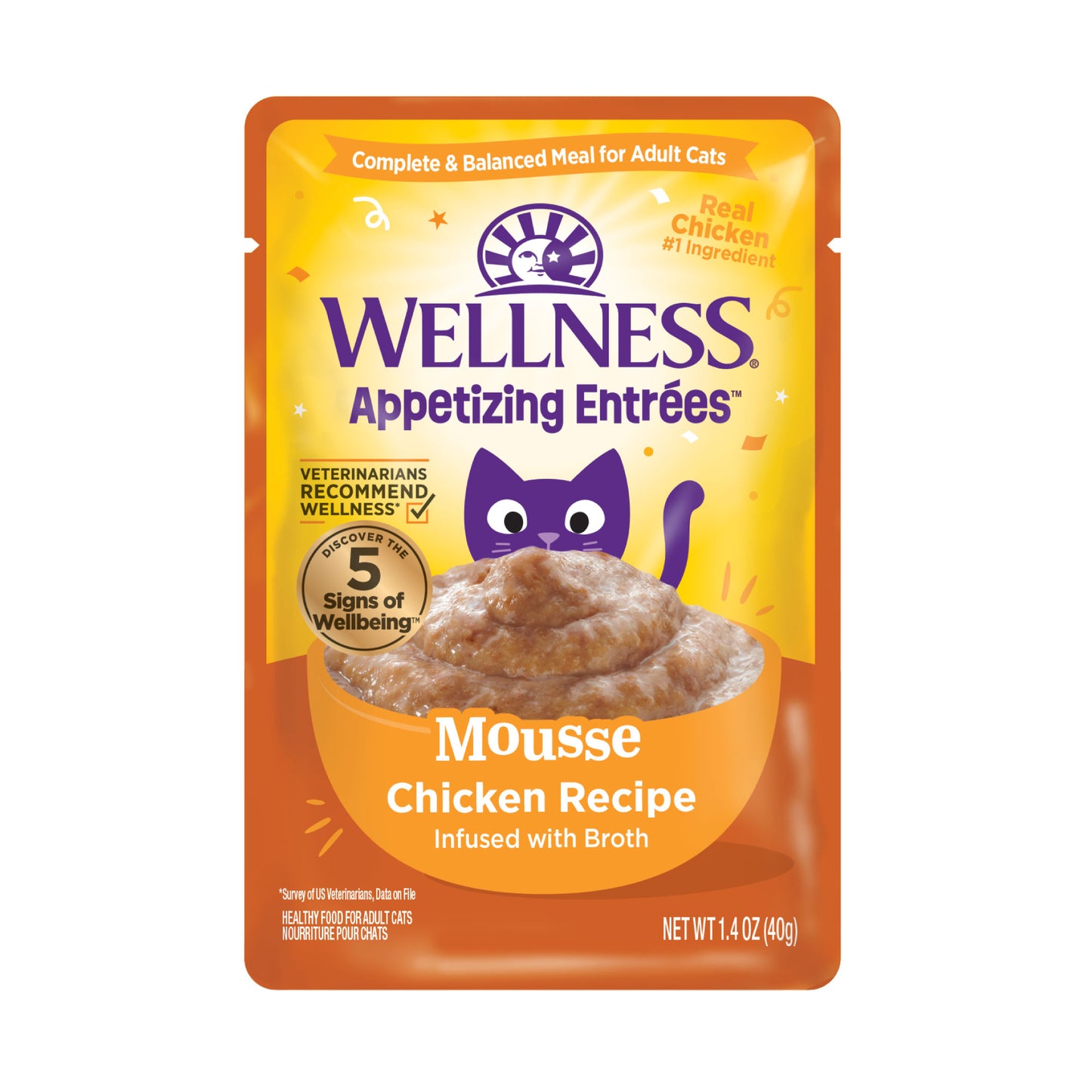 Wellness Appetizing Entrees Mousse Chicken Recipe Wet Cat Food 1.4oz