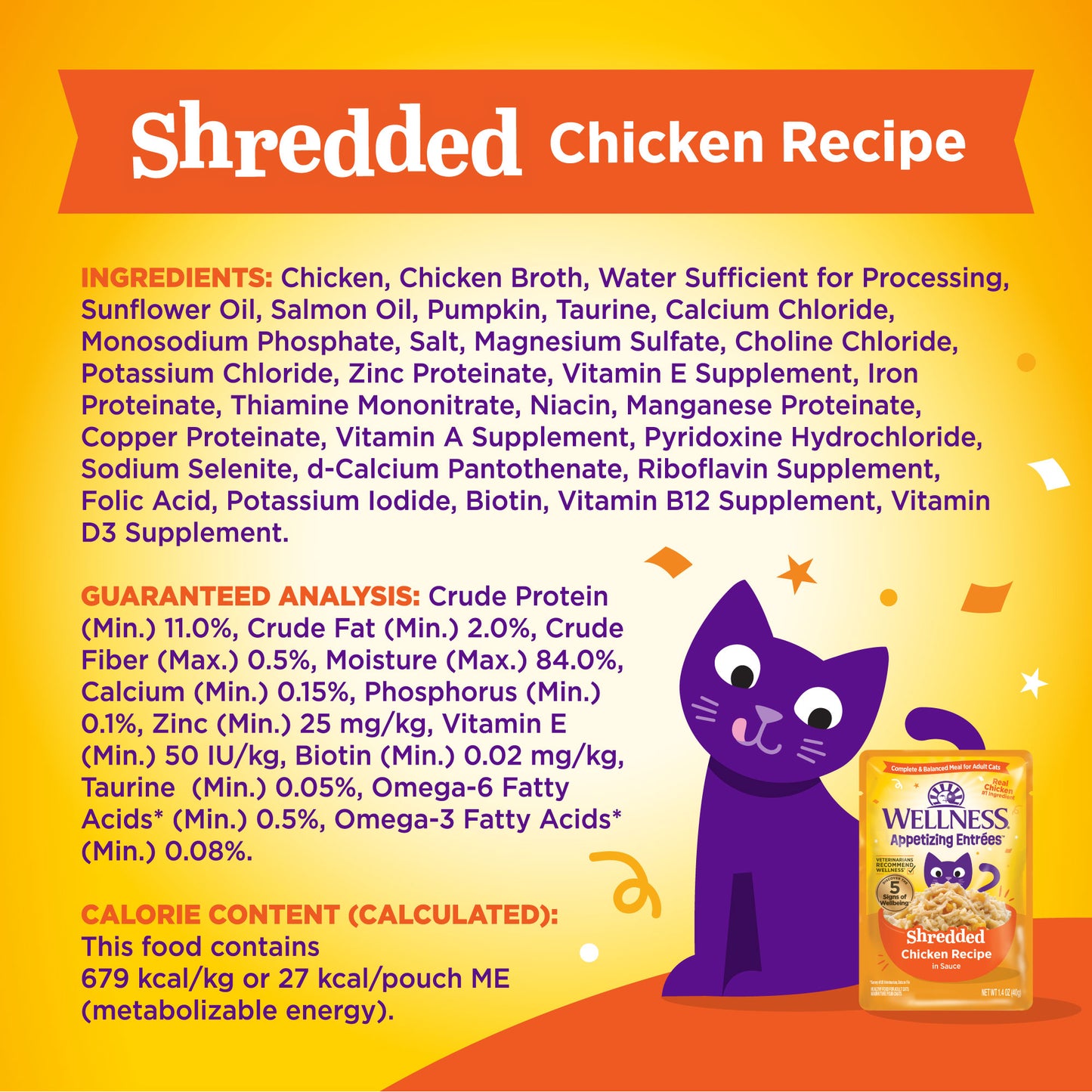 Wellness Appetizing Entrees Shredded Chicken Recipe Wet Cat Food 1.4oz