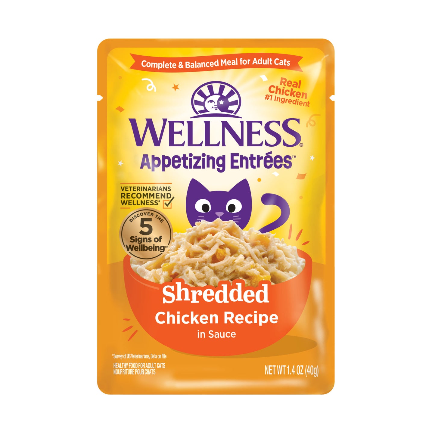 Wellness Appetizing Entrees Shredded Chicken Recipe Wet Cat Food 1.4oz