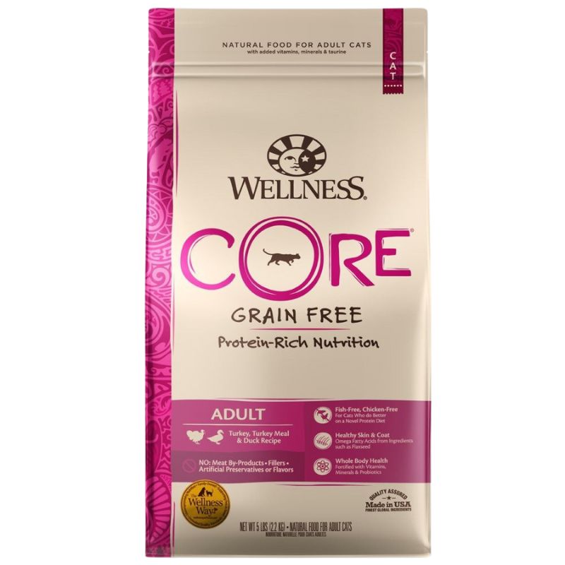 Wellness CORE Adult Turkey, Turkey Meal & Duck Grain-Free Dry Cat Food [2 Sizes]