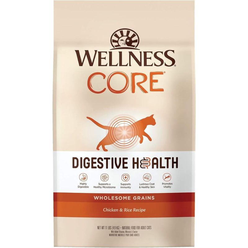 Wellness CORE Digestive Health Chicken & Rice Adult Dry Cat Food [2 Sizes]